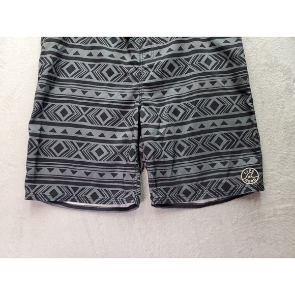 Life is Good Board Shorts Men Size 40 Gray Aztec Print Polyester Logo Drawstring - Picture 5 of 8